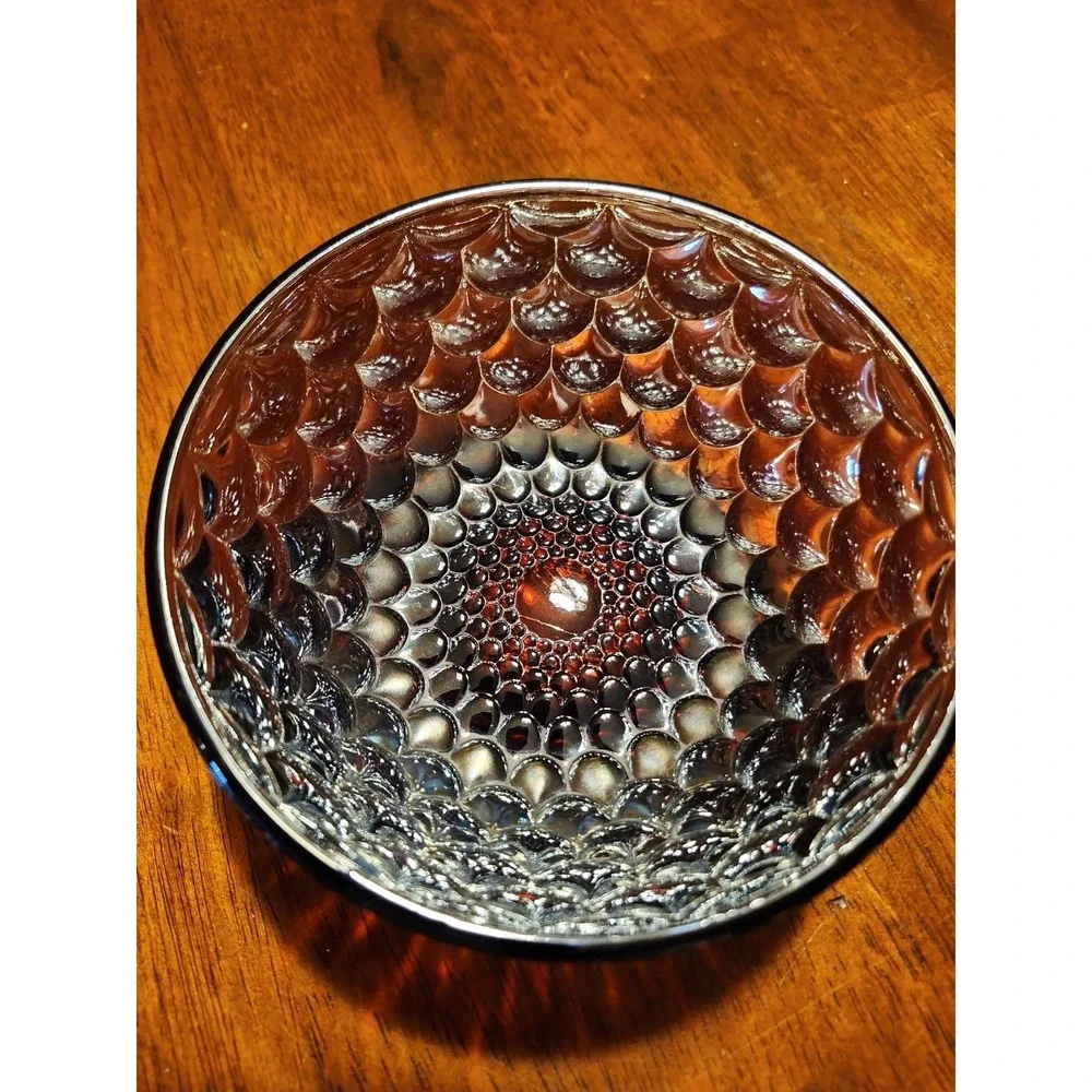 Antique Westmoreland Amethyst Carnival Glass Scales Pattern Bowl 1909 Iridescent